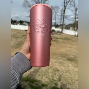 Starbucks Pink ( rose gold) metal tumbler cup venti 24oz